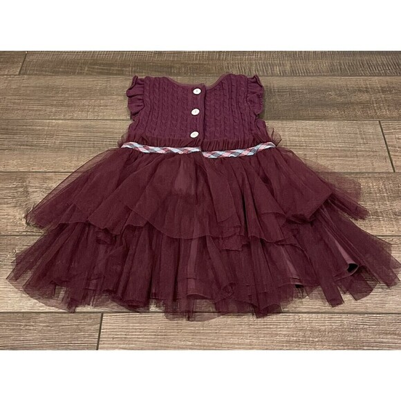 Matilda Jane Soiree Dress Once Upon A Time Sweater Tulle Plum Size 18-24 Months - Picture 10 of 11
